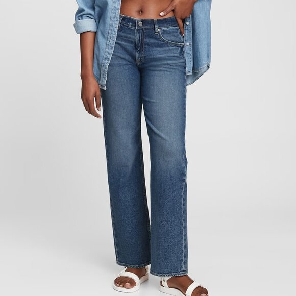 Gap Mid Rise '90s Loose Jeans in medium indigo, size 25 - Picture 1 of 4